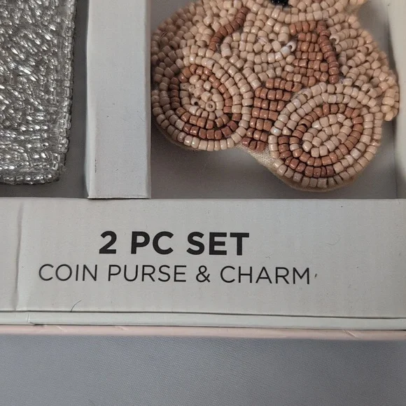 Rachel Zoe Beaded Teddy Bear 2 Piece Coin Purse & Bag Charm - Picture 2 of 7